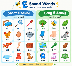 650 E Sound Words with Clickable Audio and an Easy Guide.